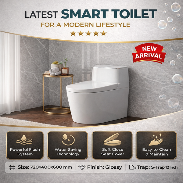 Luxury Smart Toilet with Water Tank | High-Version One-Piece WC | Approx. 28 × 16 × 24 Inches