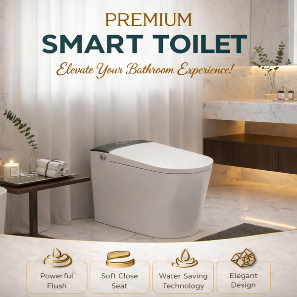 Luxury Smart Toilet with Water Tank | High-Version One-Piece WC | Approx. 27 × 16 × 19 Inches