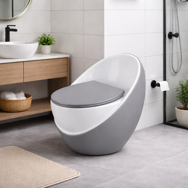 Luxury Imported One-Piece Western Toilet | Glossy + Matte Designer WC | Approx. 26 × 19 × 25 Inches Grey