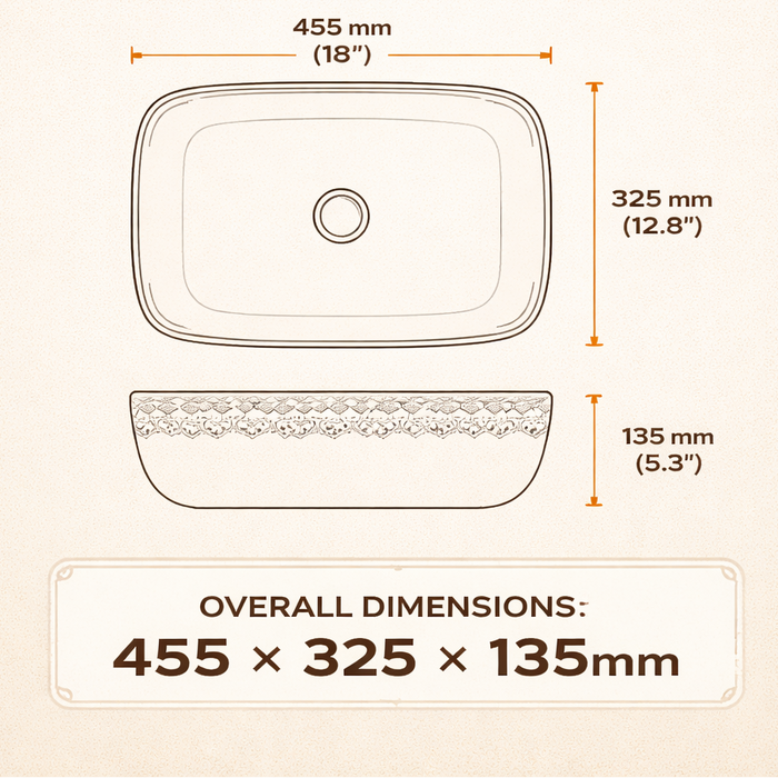 Green & Gold Designer Countertop Wash Basin | 18 × 13 × 5 Inch Luxury Bathroom Basin