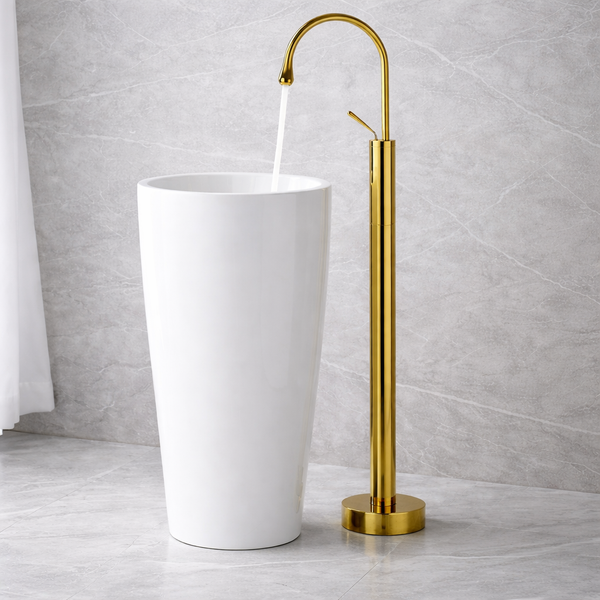 Floor-Mounted Basin Mixer Tap for pedestal Basin & Bath tub Gold