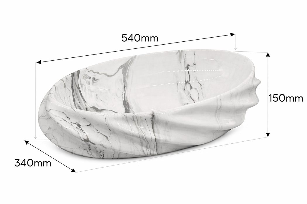 Glossy Marble Oval Countertop Wash Basin – (21" × 13" × 6" IN)