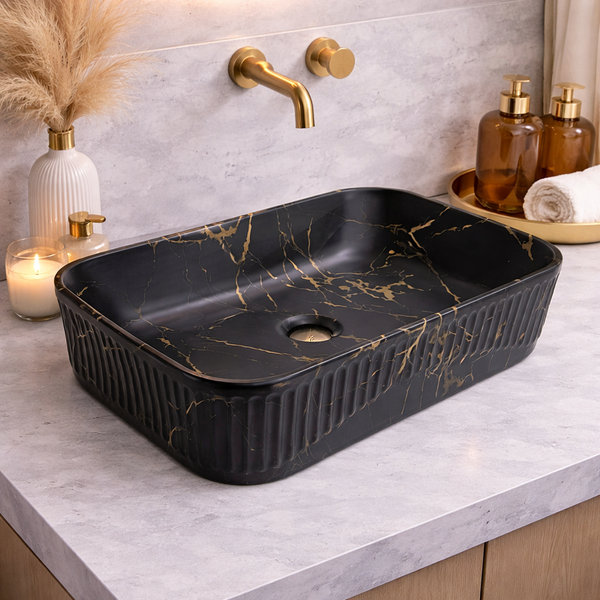 Matt Marble Rectangular Countertop Wash Basin – (20" × 13" × 5.5" IN)