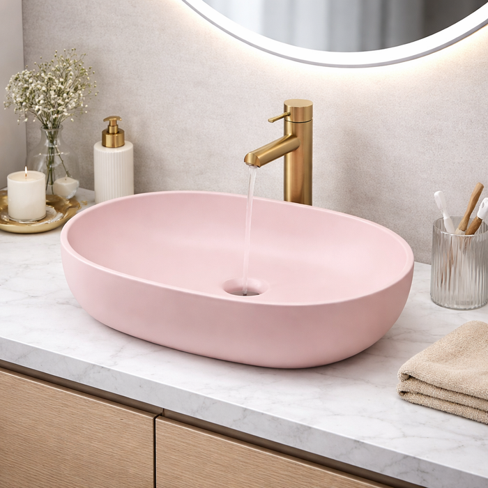 Designer Oval Countertop Wash Basin | (24" × 17" × 6" IN) Matte Finish Bathroom Sink