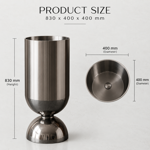 Metal Pedestal Wash Basin,size-16x16x33 Inch Black