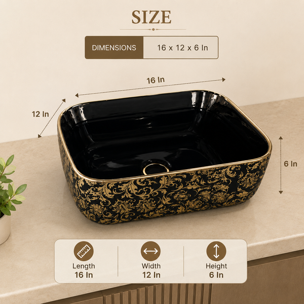 Premium Designer Table top/Counter top Wash Basin/Vessel sink (16x12x6 In)