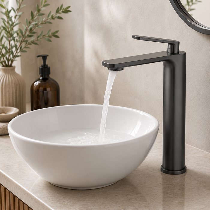 Premium Brass Tall Basin Mixer Faucet, Gun Grey Finish (Hot & Cold) NCGF-513 – 5 Years Warranty