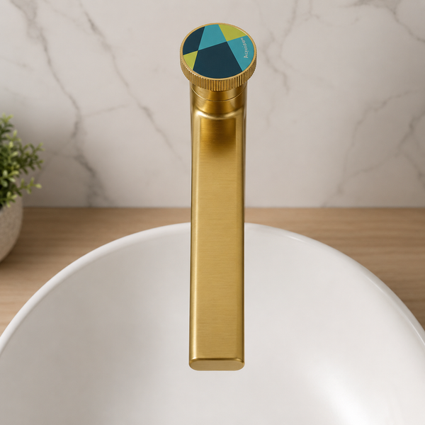 Premium Brass Tall Basin Mixer Tap, Brushed Gold Finish, Tall Size (NCGF 507) – 5 Years Warranty