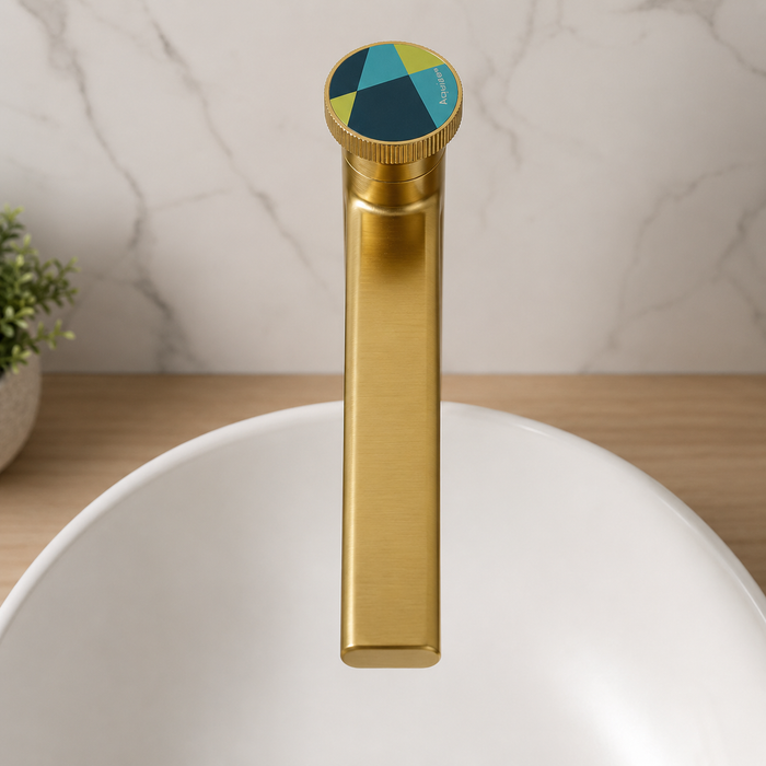 Premium Brass Tall Basin Mixer Tap, Brushed Gold Finish, Tall Size (NCGF 507) – 5 Years Warranty