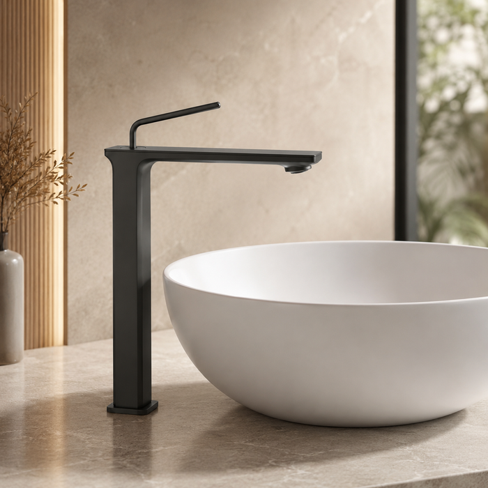 Premium Brass Tall Basin Mixer Tap, Gun Grey Finish, Tall Size (NCGF 506) – 5 Years Warranty