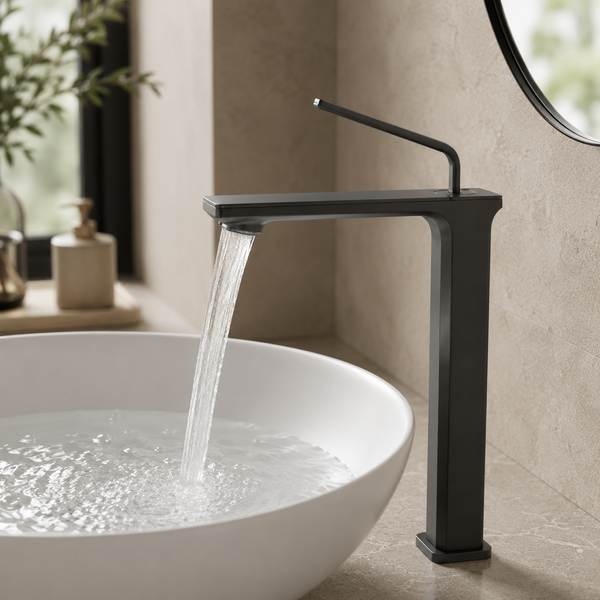 Premium Brass Tall Basin Mixer Tap, Gun Grey Finish, Tall Size (NCGF 506) – 5 Years Warranty