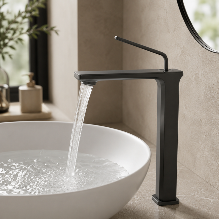 Premium Brass Tall Basin Mixer Tap, Gun Grey Finish, Tall Size (NCGF 506) – 5 Years Warranty