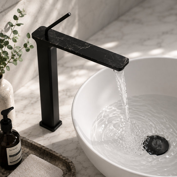 Premium Brass Tall Basin Mixer Tap, Black Finish, Tall Size (NCGF 504) – 5 Years Warranty