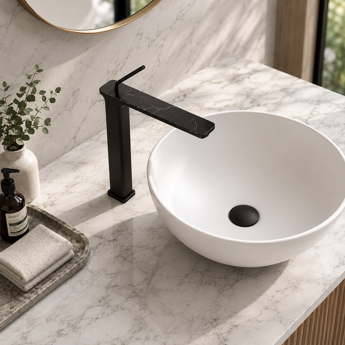 Premium Brass Tall Basin Mixer Tap, Black Finish, Tall Size (NCGF 504) – 5 Years Warranty