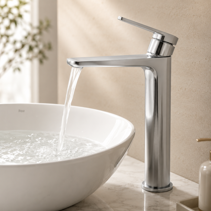 Premium Brass Tall Basin Mixer Tap – Gun Grey Finish Tall Size (NCGF 503) – 5 Years Warranty