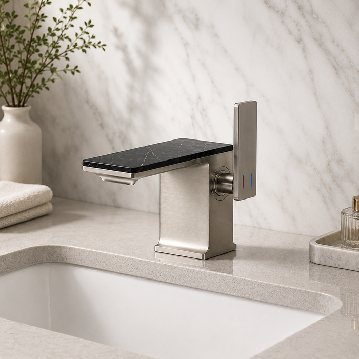 BASSINO Luxury Short Basin Mixer Tap Designer Faucet- 5 Years Warranty Gun Grey