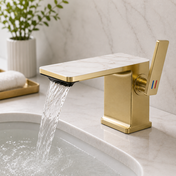 BASSINO Luxury Short Basin Mixer Tap Designer Faucet- 5 Years Warranty Brushed Gold