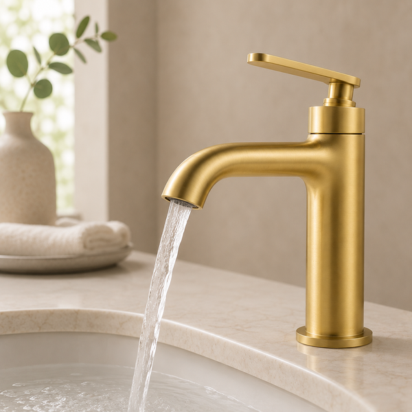 BASSINO Luxury Short Basin Mixer Tap Modern Faucet | 5 Years Warranty Brushed Gold