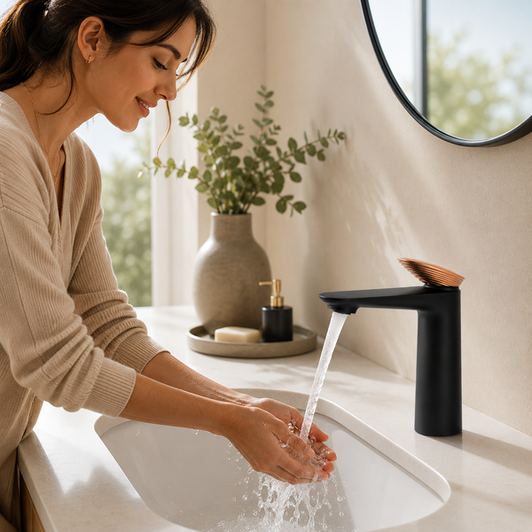 BASSINO Luxury Short Basin Mixer Faucet | Modern Single Lever Bathroom Tap | 5 Years Warranty Black