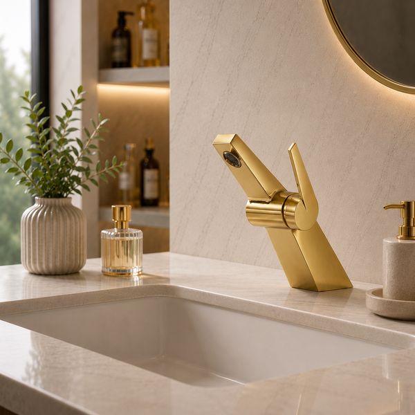 BASSINO CROZ Short Body Basin Modern Faucet Mixer | 3 Years Warranty Gold