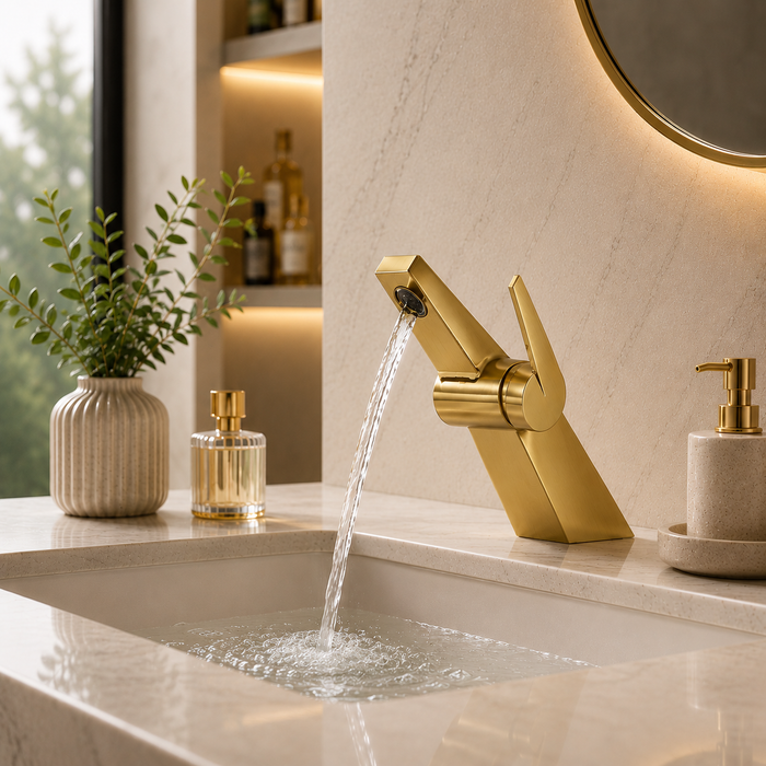 BASSINO CROZ Short Body Basin Modern Faucet Mixer | 3 Years Warranty Gold
