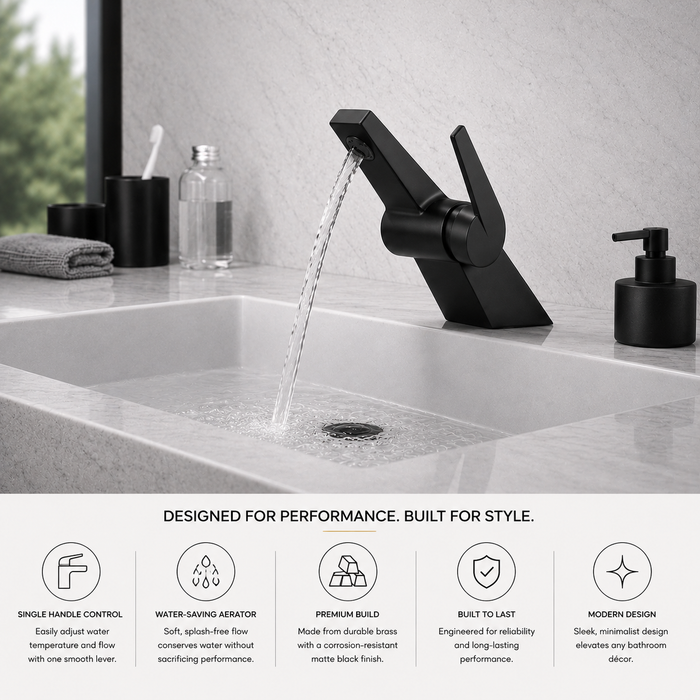 BASSINO CROZ Short Body Basin Modern Faucet Mixer | 3 Years Warranty Black