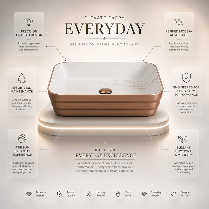 Double Color Matt Marble Bathroom Sink Rectangular Countertop Wash Basin (20" × 14" × 5"IN) Rose gold