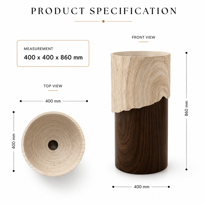 Bassino Artificial Stone Pedestal Basin | Size- 16×16×36 Inch | Brown