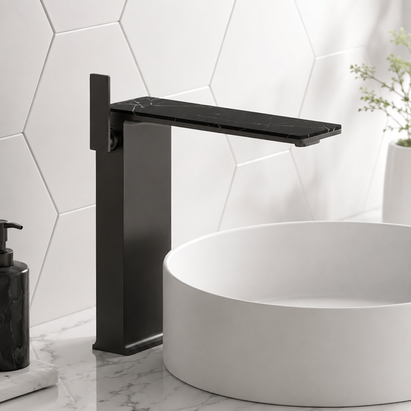 BASSINO Luxury Tall Basin Mixer Tap | Designer Premium Bathroom Faucet - 5 Years Warranty Gun Grey