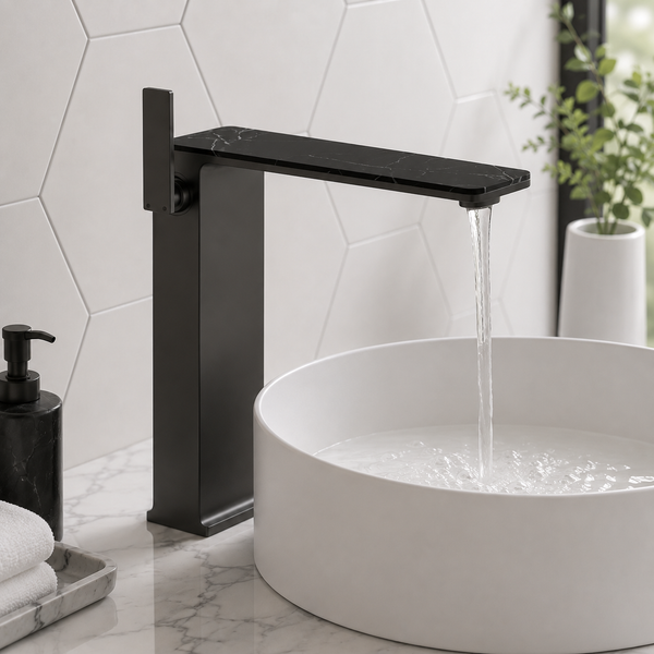 BASSINO Luxury Tall Basin Mixer Tap | Designer Premium Bathroom Faucet - 5 Years Warranty Gun Grey
