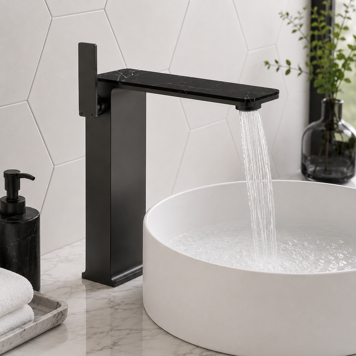 BASSINO Luxury Tall Basin Mixer Tap | Designer Premium Bathroom Faucet - 5 Years Warranty Gun Grey