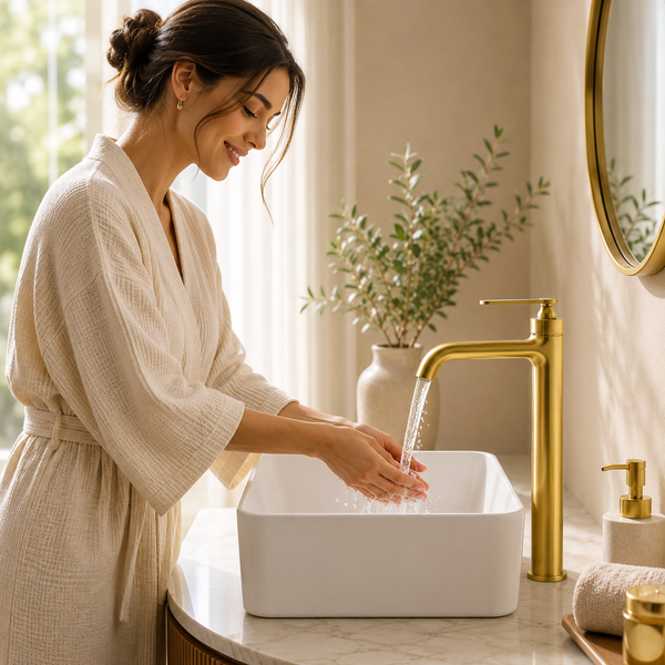 BASSINO Luxury Tall Basin Mixer Tap Modern Faucet | 5 Years Warranty | Brushed Gold