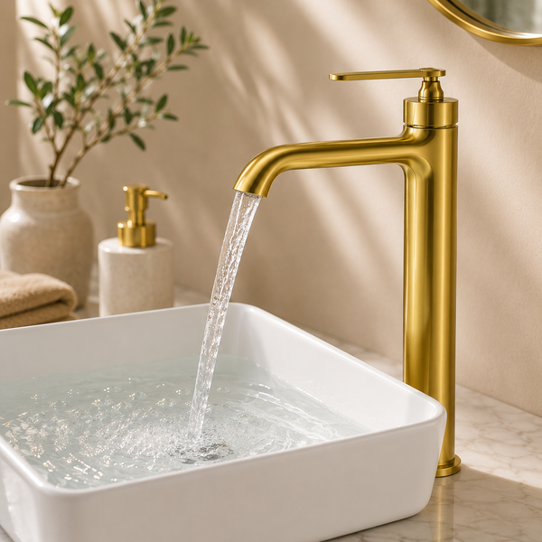 BASSINO Luxury Tall Basin Mixer Tap Modern Faucet | 5 Years Warranty | Brushed Gold