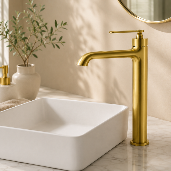 BASSINO Luxury Tall Basin Mixer Tap Modern Faucet | 5 Years Warranty | Brushed Gold