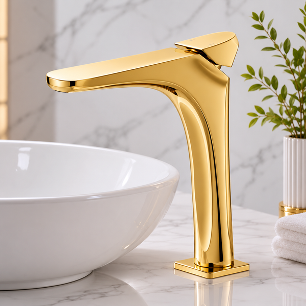 BASSINO DOLFIN long Body Ultra-Modern Basin Faucet | 3 Years Warranty Gold