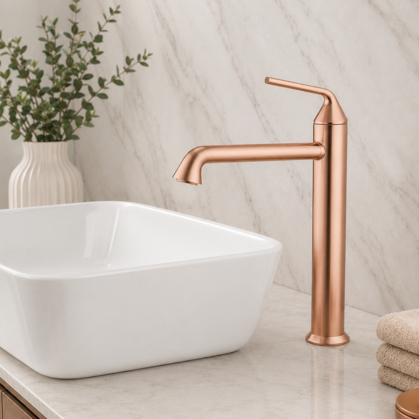 BASSINO CLASO Long Body Basin Designer Faucet Mixer | 3 Years Warranty Rose gold