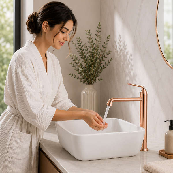 BASSINO CLASO Long Body Basin Designer Faucet Mixer | 3 Years Warranty Rose gold
