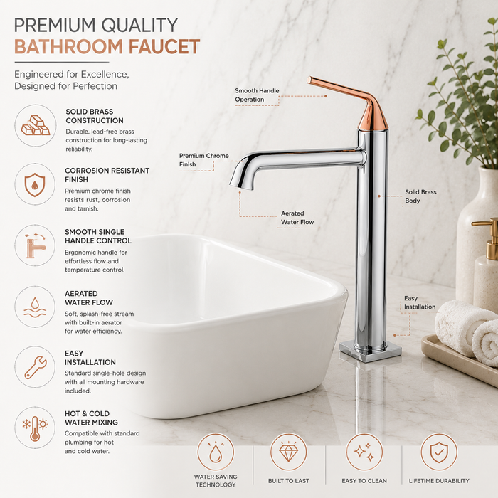 BASSINO CLASO Long Body Basin Designer Faucet Mixer | 3 Years Warranty Chrome