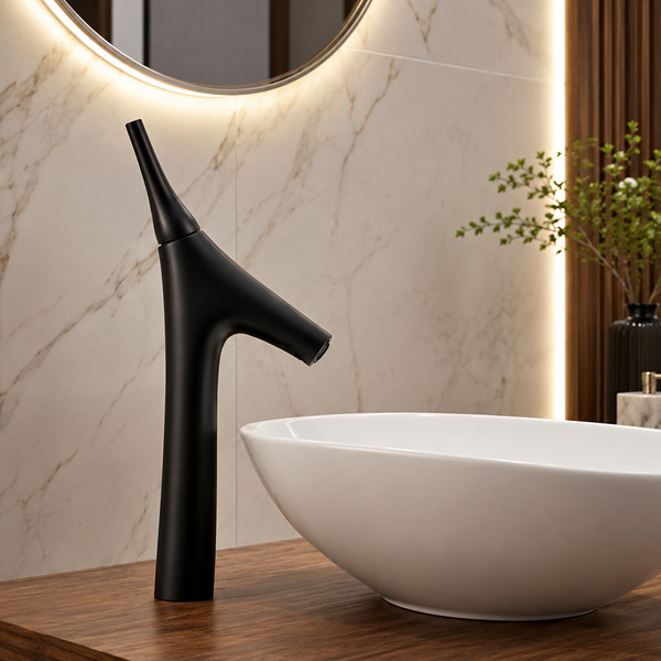BASSINO Carlos Series – Premium Designer Basin Faucet in Matt Black | Contemporary Luxury Bathroom Fixture With Intuitive Cold Water Flow Control | Matt Black