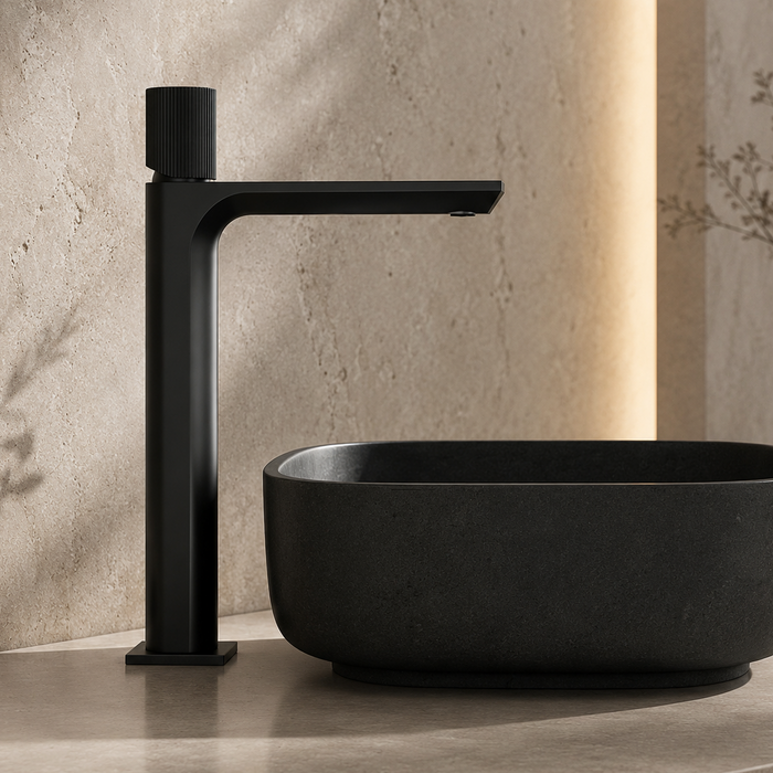 BASSINO Duke Series – Tall Heavy Basin Mixer Full Brass Faucet Black Matt