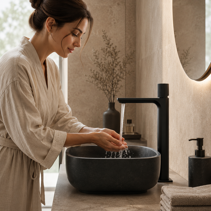 BASSINO Duke Series – Tall Heavy Basin Mixer Full Brass Faucet Black Matt