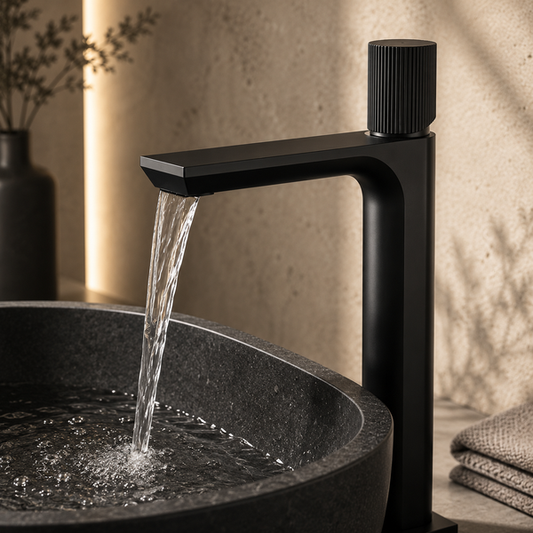 BASSINO Duke Series – Tall Heavy Basin Mixer Full Brass Faucet Black Matt