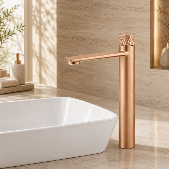 BASSINO BITA Long Body Basin Faucet – Push Button Mixer | 3 Years Warranty | Brushed Rose gold