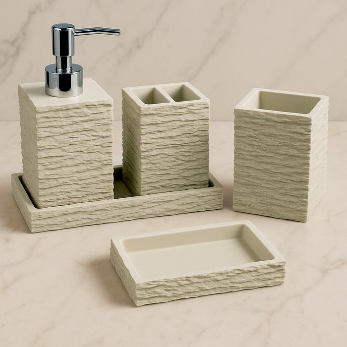Ivory Bathroom Accessory Set - 5 Pieces