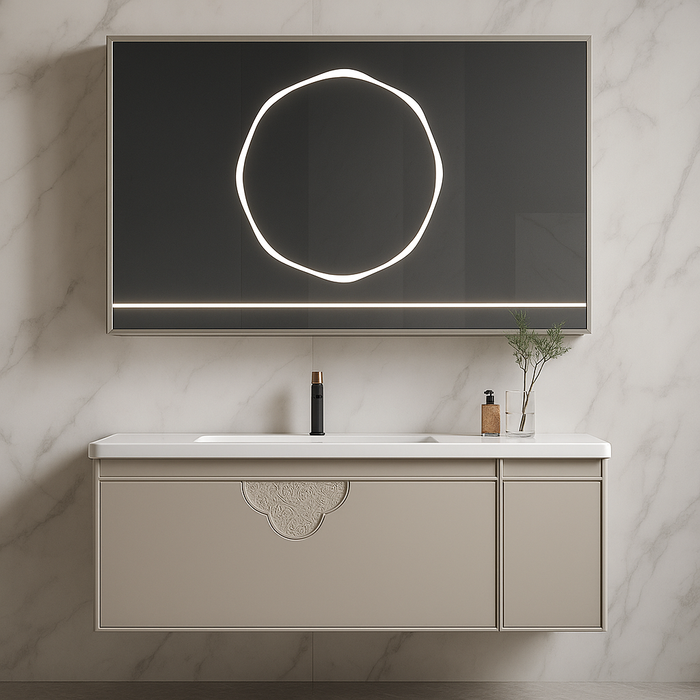 Sensor LED Bathroom Cabinet with Ceramic Basin & LED Mirror (Shelf + Defogger) 800mm