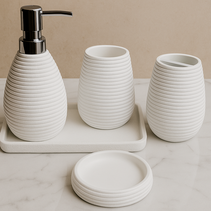 White Matt Bathroom Accessory Set- 4 Pieces