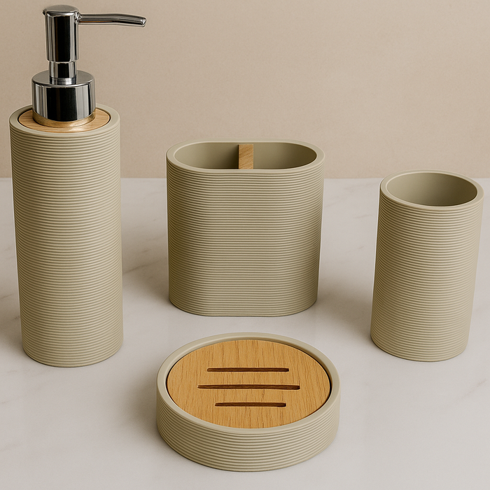 Grey Bathroom Accessory Set - 4 Pieces