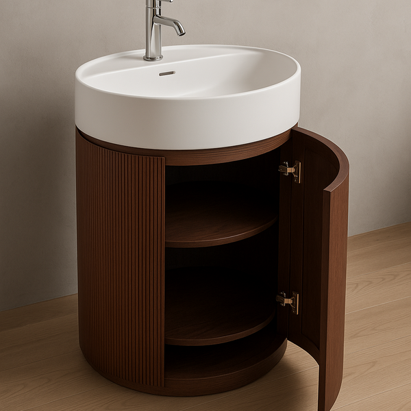 Freestanding Vanity Basin with Wooden Cabinet(24x18x34Inch)