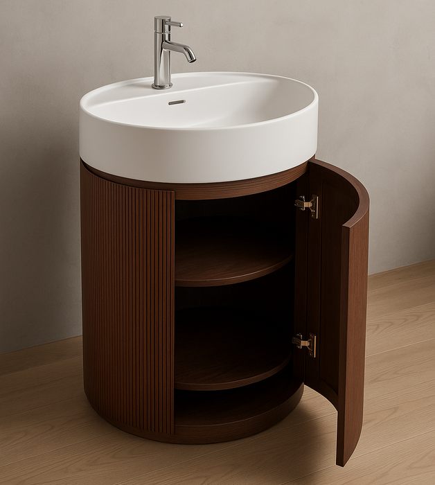 Freestanding Vanity Basin with Wooden Cabinet(24x18x34Inch)