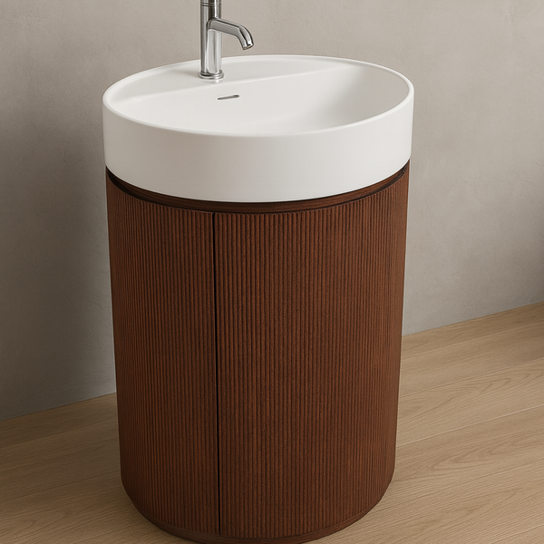 Freestanding Vanity Basin with Wooden Cabinet(24x18x34Inch)
